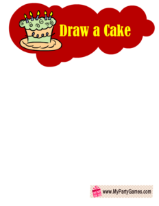 Draw a Cake- Free Printable Birthday Party Game in Red Color