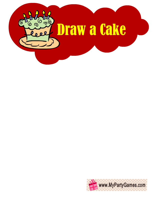 draw a cake free printable birthday party game