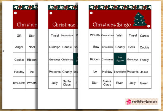 Free Printable Christmas Word Bingo Game