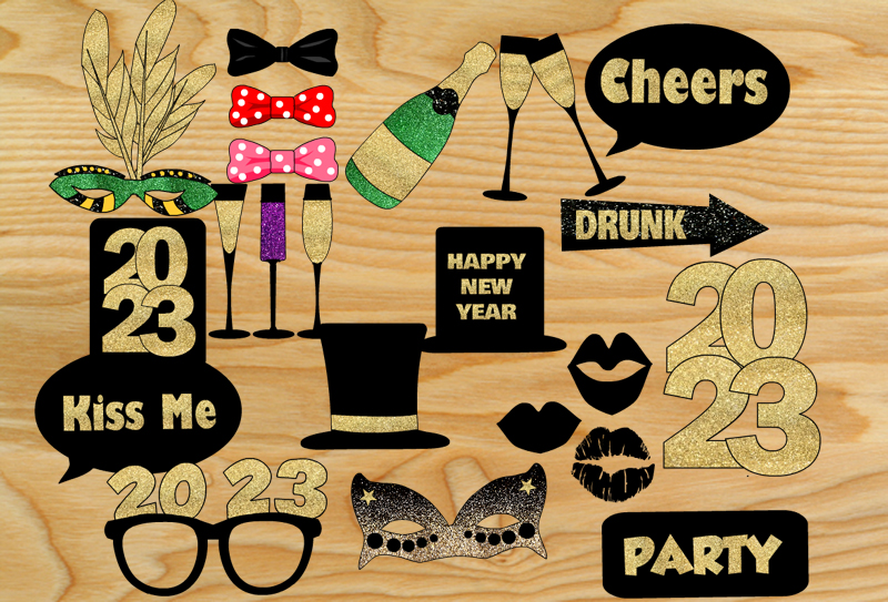 Free Printable New Year 2023 Photo Booth Props