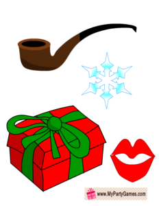 Free Printable Lips, Snow-Flake, Pipe and Christmas Gift Props