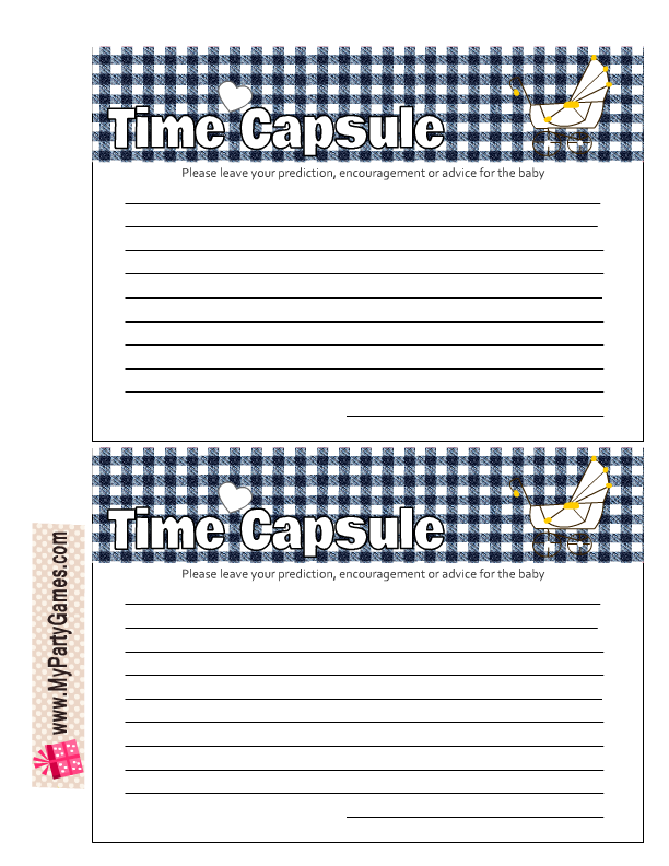 Free Printable Cards for Baby Time Capsule