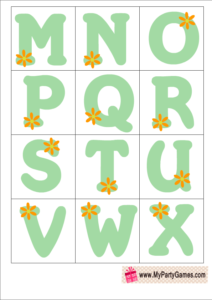 Baby Shower Alphabet Introduction Game in Green Color 1