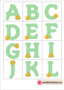 Baby Shower Alphabet Introduction Game in Green Color