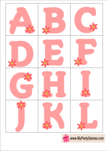 Baby Shower Alphabet Introduction Game in Pink Color