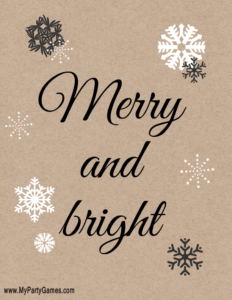 Merry and Bright free rustic style Christmas Wall Art Printable