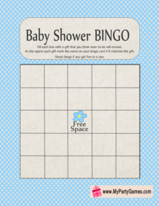  Baby Shower Gift Bingo Game in Blue Color