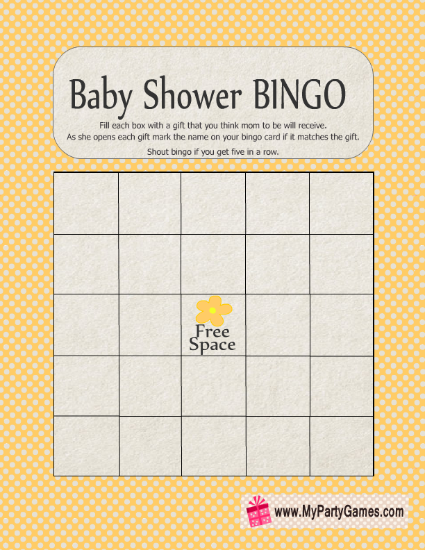 Green Yellow Baby Shower Bingo Blank Game Printable, Tropical Baby