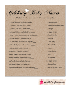 Free Printable Celebrity Baby Name Game 
