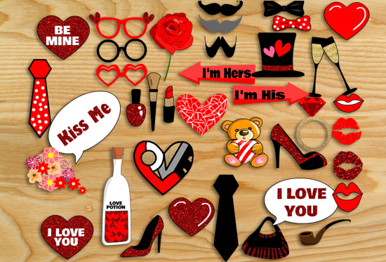 Free Printable Valentine Photo Booth Props