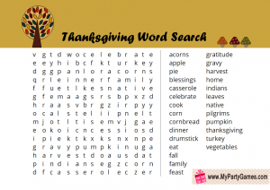 Thanksgiving Word Search Game