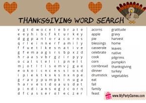 Free Printable Thanksgiving Word Search Puzzle