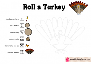 Free Printable Roll a Turkey Game for Thanksgiving