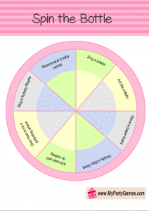 Free Printable Spin the Bottle Baby Shower Game in Pink 