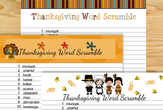 Free Printable Thanksgiving Word Scramble Game