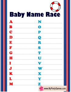 Free Printable Nautical Baby Name Race Game