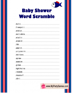 Free Printable Nautical Baby Shower Word Scramble Game