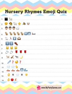 Free Printable Baby Shower Nursery Rhymes Emoji Quiz