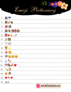 Emoji Pictionary Bridal Shower Game