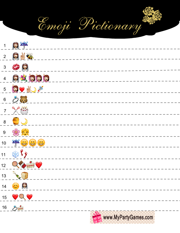 Free Printable Bridal Emoji Pictionary Free Pdf Printable Word Searches