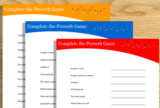 Free Printable Complete the Proverb Game with Answer Key