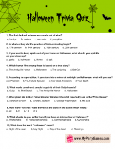 Trivia Game for Halloween