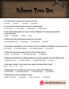 Halloween Trivia Quiz Printable