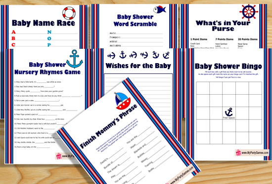 Whats In Your Phone Game - Nautical Printable Baby Shower Games