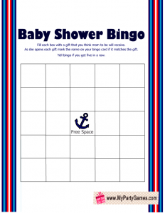 Free Printable Nautical Baby Shower Gift Bingo