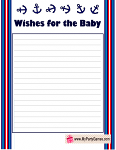 Free printable wishes for the baby, message in a bottle