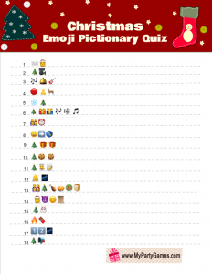 Free Printable Emoji Pictionary Quiz for Christmas