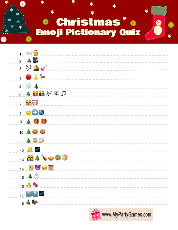 Christmas Emoji Pictionary Free Printable