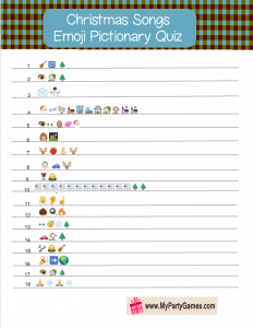 Free Printable Christmas Songs Emoji Pictionary