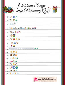 Free Printable Christmas Songs Emoji Pictionary Quiz
