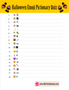 Halloween Emoji Pictionary Printable Free