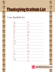 Free Printable Thanksgiving Gratitude List Cards