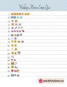 Guess the Wedding Movie's Name, Free Printable Emoji Quiz