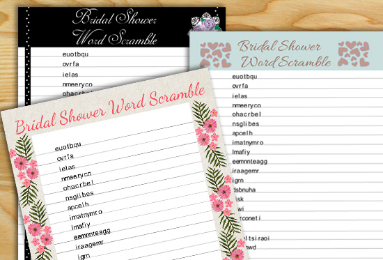 Free Printable Bridal Shower Word Mining Game