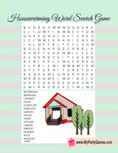 Housewarming Word Search Puzzle Printable