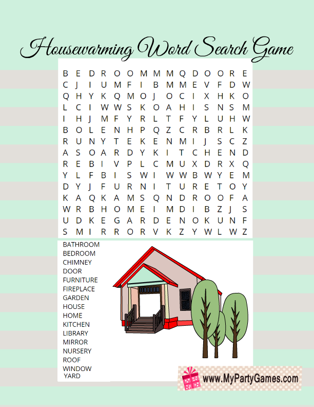 Free Printable Housewarming Word Search Game