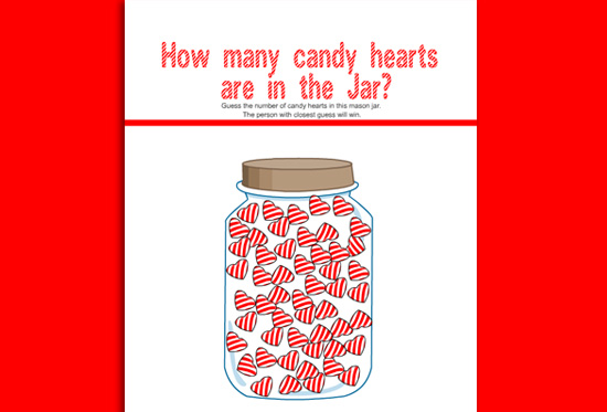 Free Printable How Many Candy Hearts Are In The Jar Game