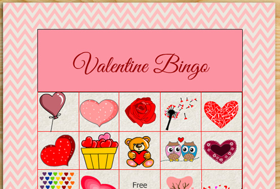 Free Printable Valentine Picture Bingo Game