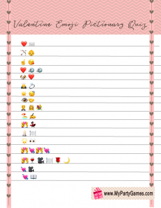 Free Printable Valentine's Day Emoji Pictionary Quiz