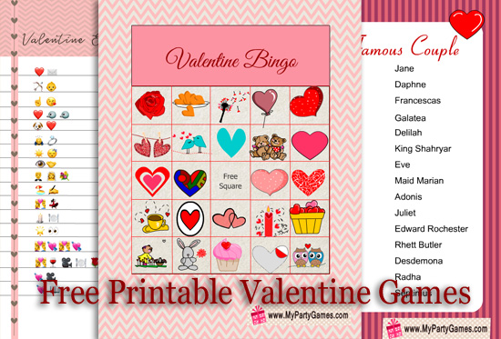 Free Printable Games for Valentin's Day