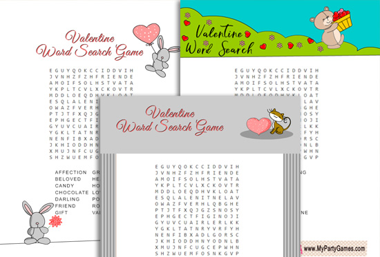 Free Printable Valentine Word Search Game for Kids