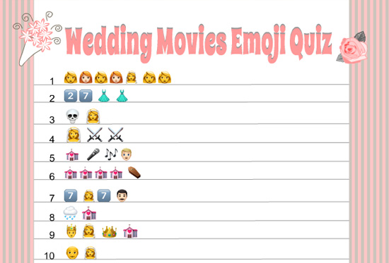 Free Printable Wedding Movies Emoji Pictionary Quiz