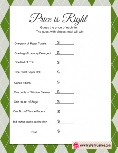 Free Printable Price is Right Game for Housewarming Party