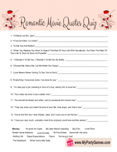 Valentine's Day Romantic Movie Quotes Quiz