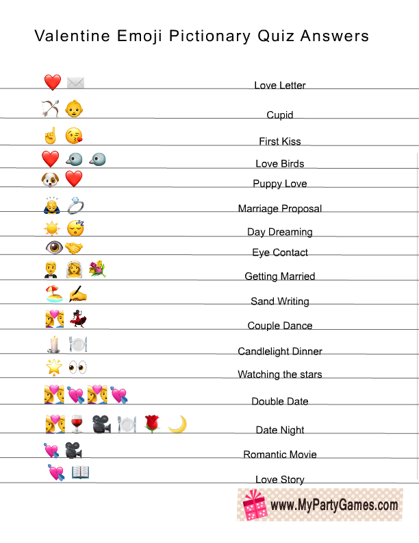 Free Printable Valentine’s Day Emoji Pictionary Quiz