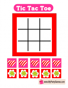 Tic Tac Toe Game with Hearts and Flowers